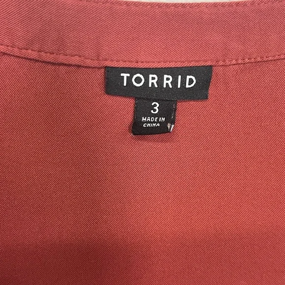 Torrid Plus-Size Burnt Orange Drawstring Waist Shirt Dress Size 3 - Picture 7 of 9